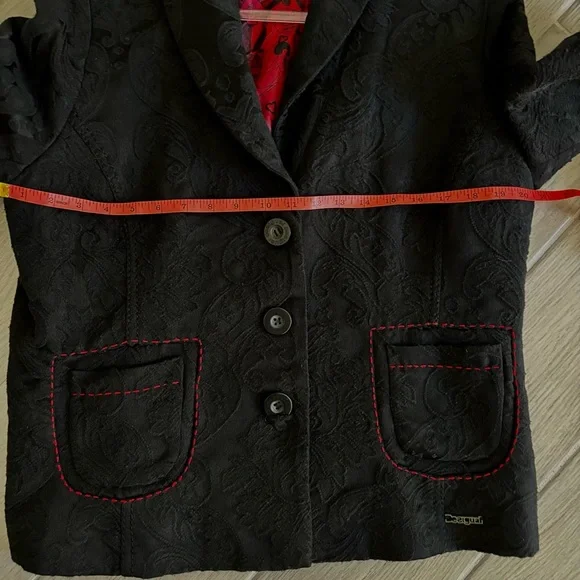 Desigual Womens Black Wool Blend Embroidered Jacket Blazer - Picture 8 of 16